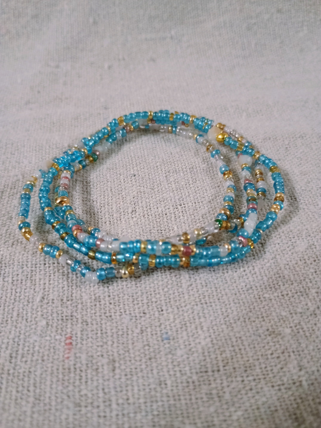 Blue Boho Seed Bead Bracelet Stack – Set of 3 Stretchy Bracelets