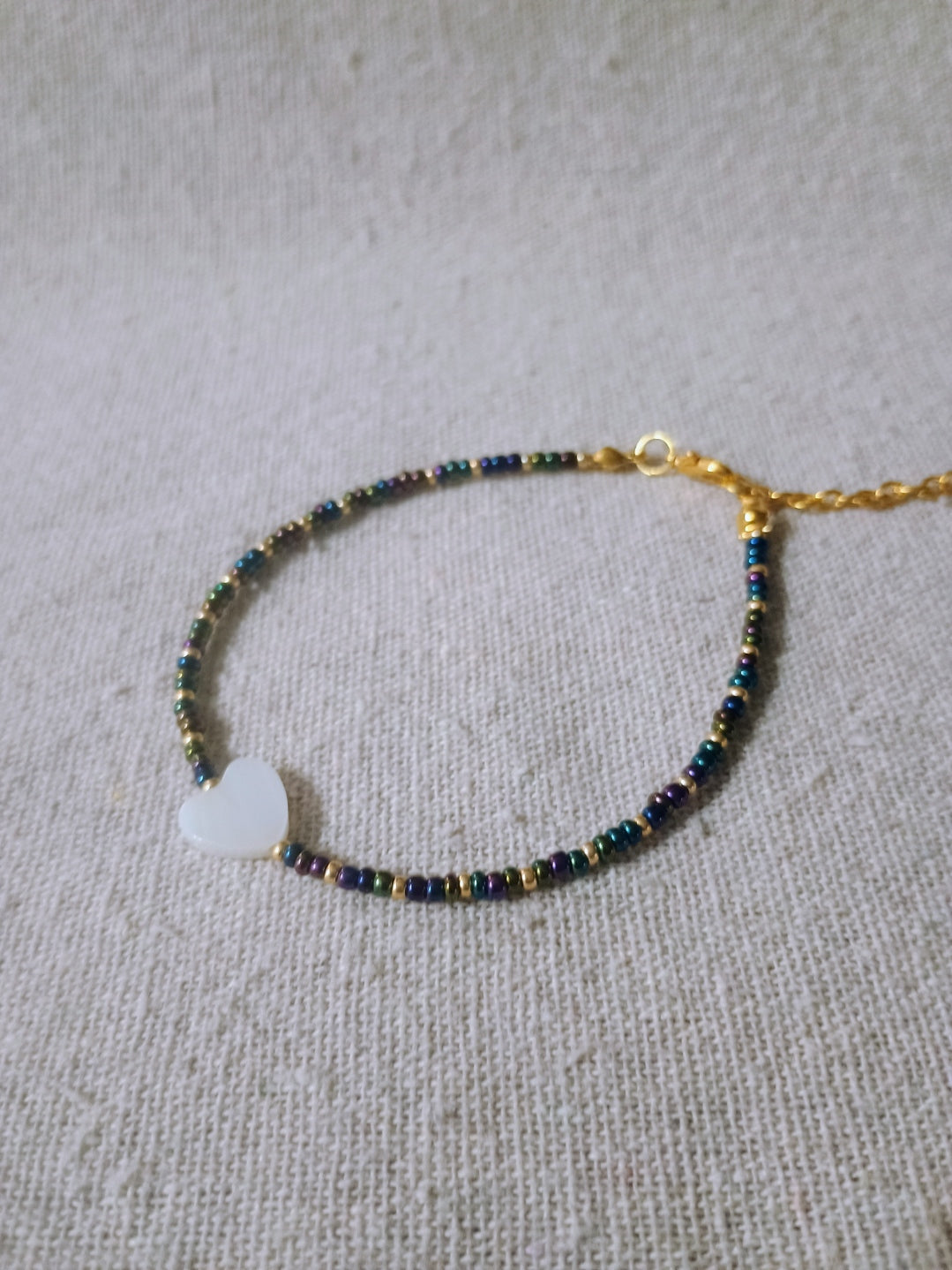 Pearl Heart Seed Bead Bracelet