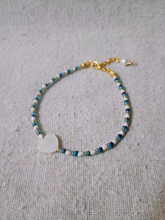 Pearl Heart Seed Bead Bracelet