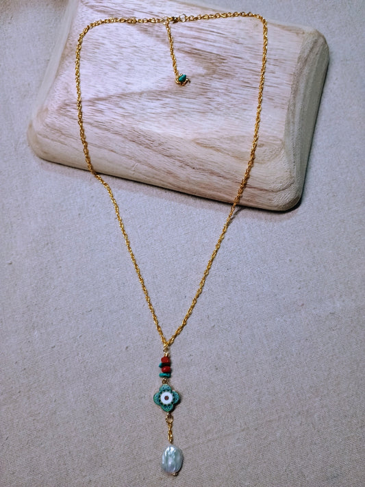 Pearl & Mandala Pendant Necklace