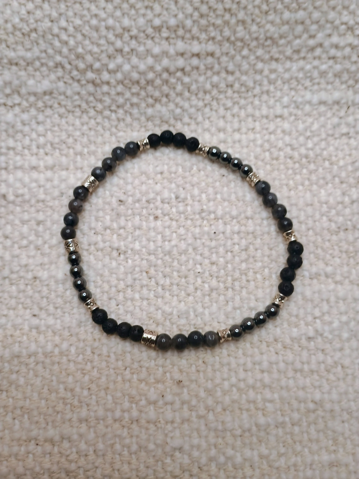 Black Agate, Lava Rock & Hematite Men's Bracelet