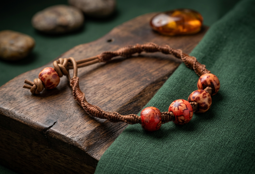 artisan made leather cord bracelet