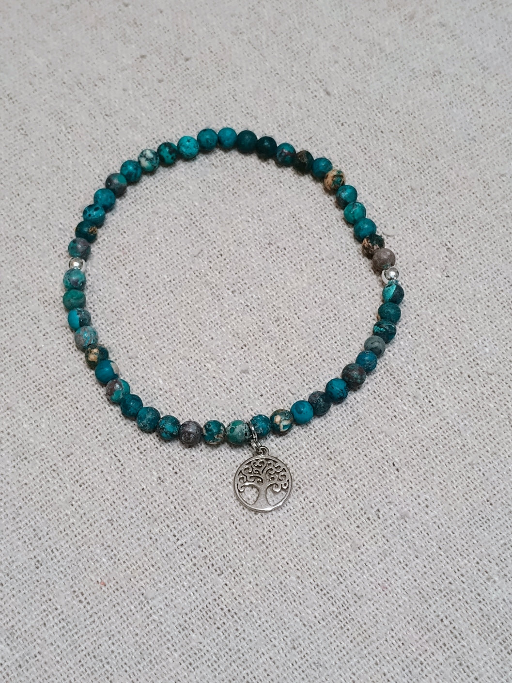 African Turquoise Stretch Bracelet with Tree of Life Charm