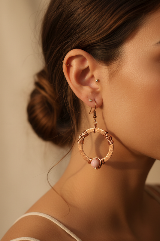 Copper & Rhodonite Earrings Lifestyle Mockup
