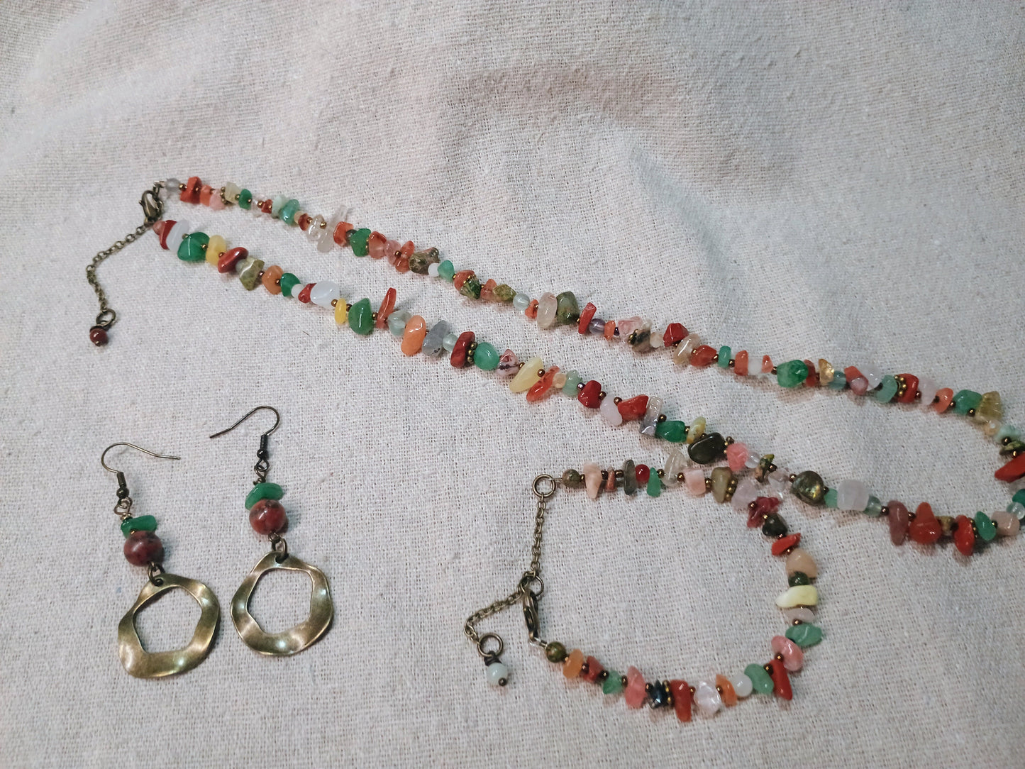 Multicolor Gemstone Chip Jewelry Set