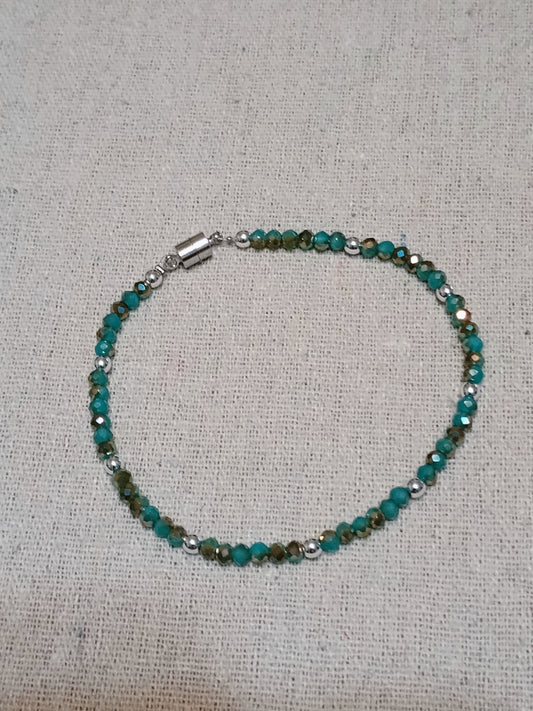 Turquoise & Hematite Crystal Beaded Bracelet