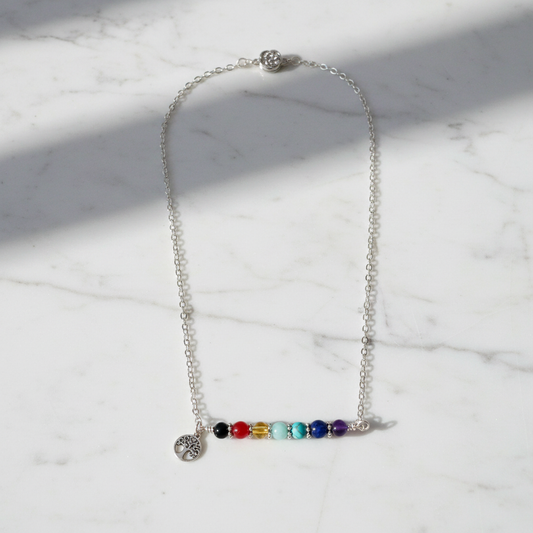 7 Chakra Horizontal Bar Necklace Mockup