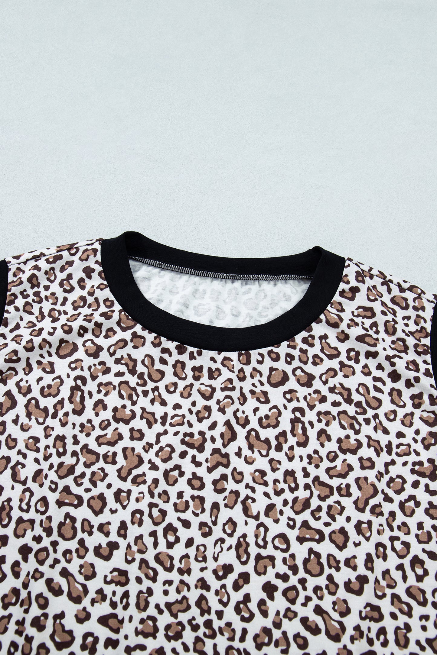 Khaki Contrast Trim Plus Size Leopard Vest