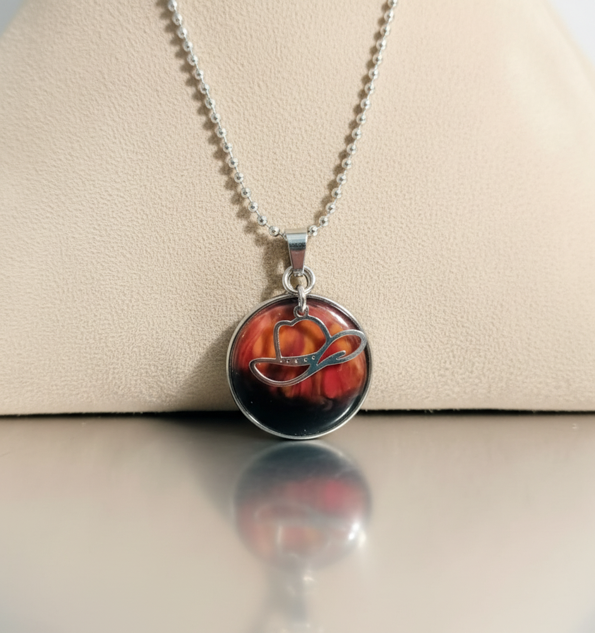 Wildfire Cowboy Hat Pendant Necklace - styled display shot