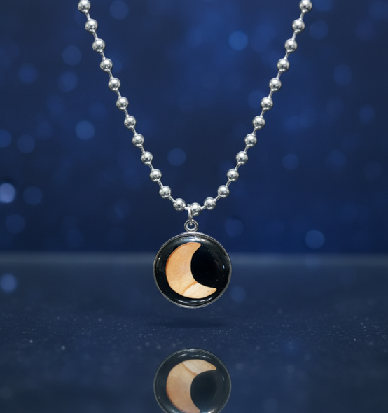 Crescent Moon Avocado Pit Pendant Necklace - editorial styled shot