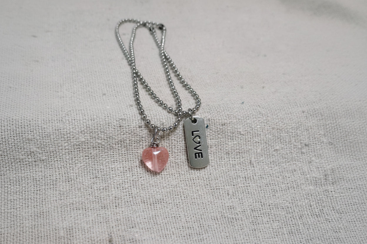 pink quartz heart bracelet