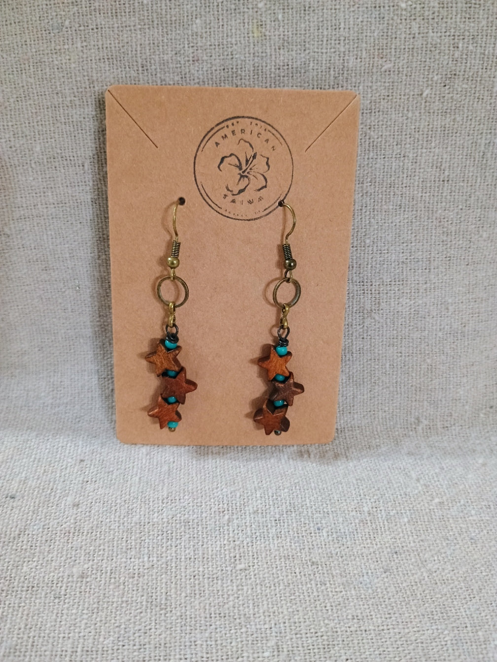Turquoise Wooden Star Earrings - Handmade Western Jewelry