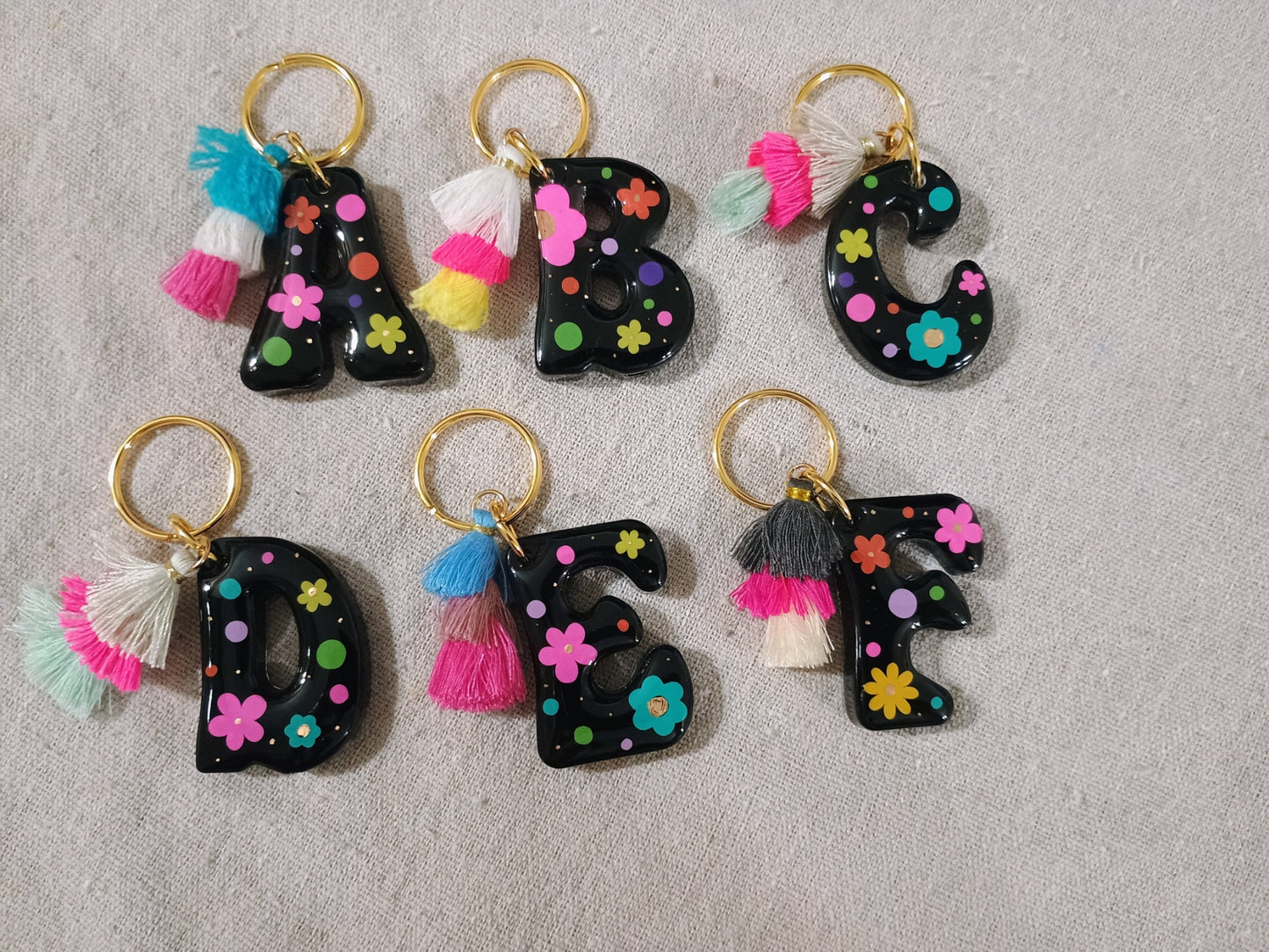 Retro Initial Keychain