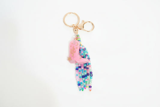 Cowgirl Boot Beaded Tassel Keychain