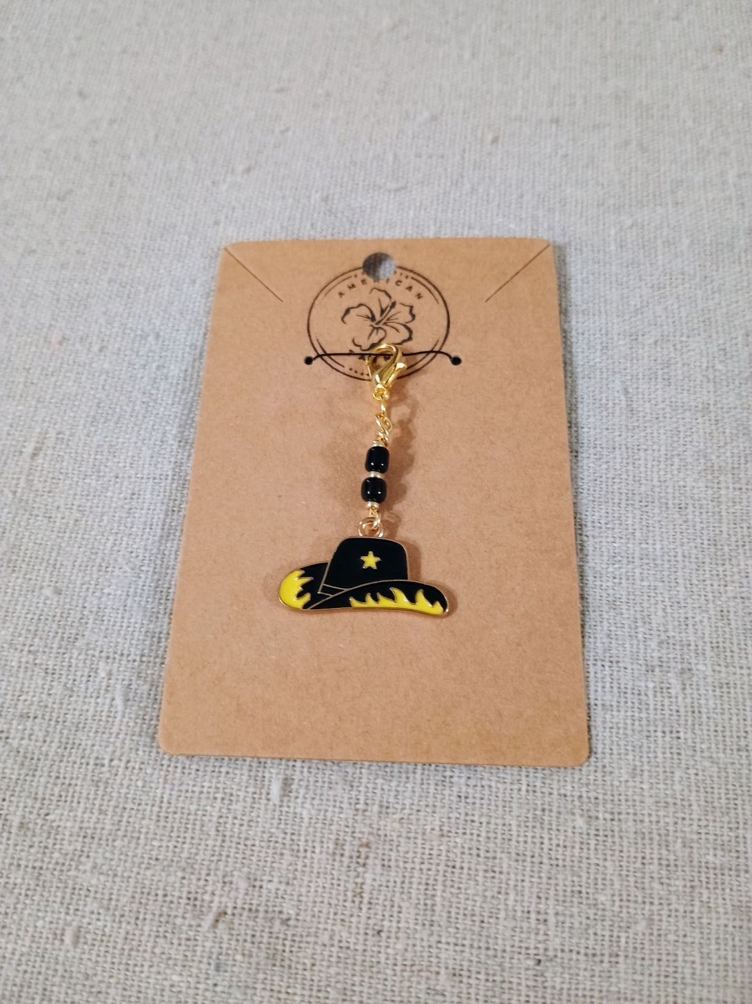 Flaming Cowboy Hat Clip-On Charm