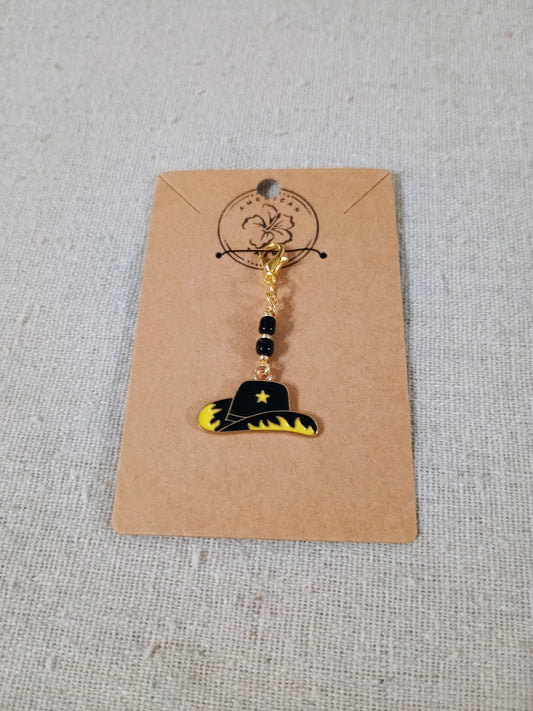 Flaming Cowboy Hat Clip-On Charm