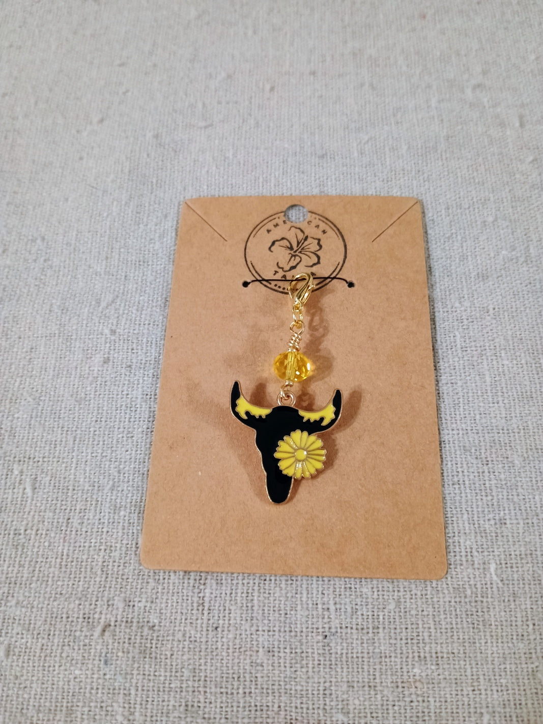 Bull Skull Sunflower Clip-On Charm