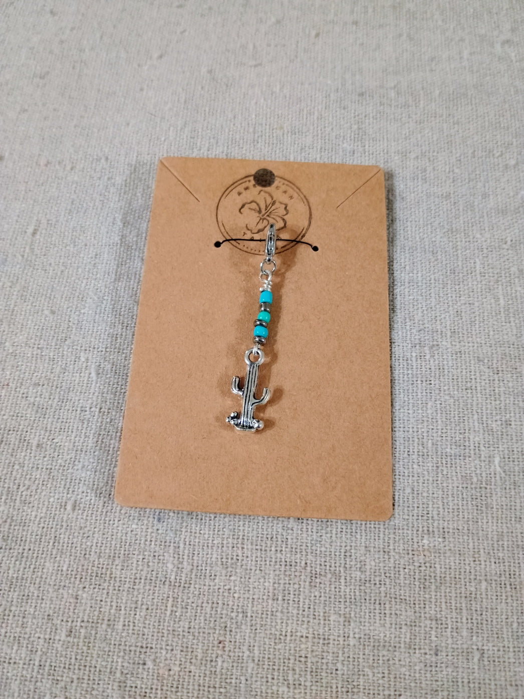 Turquoise Cactus Clip-On Charm