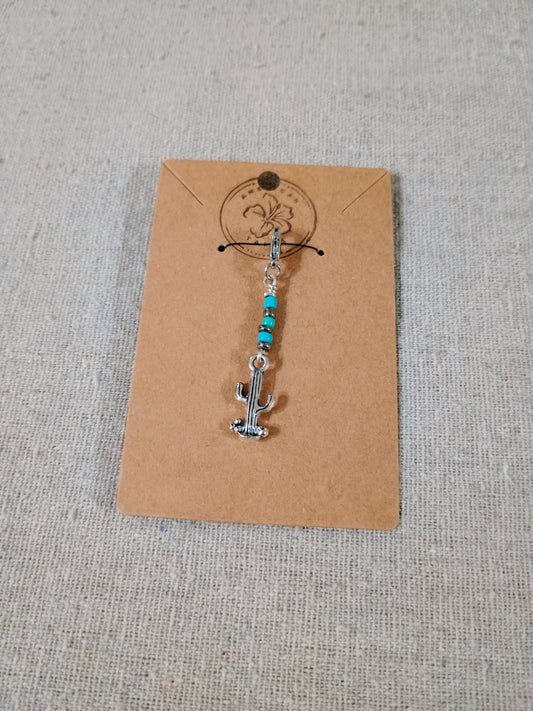 Turquoise Cactus Clip-On Charm
