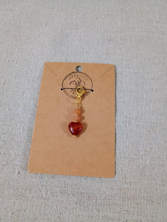 Natural Heart Stone Clip-On Charm
