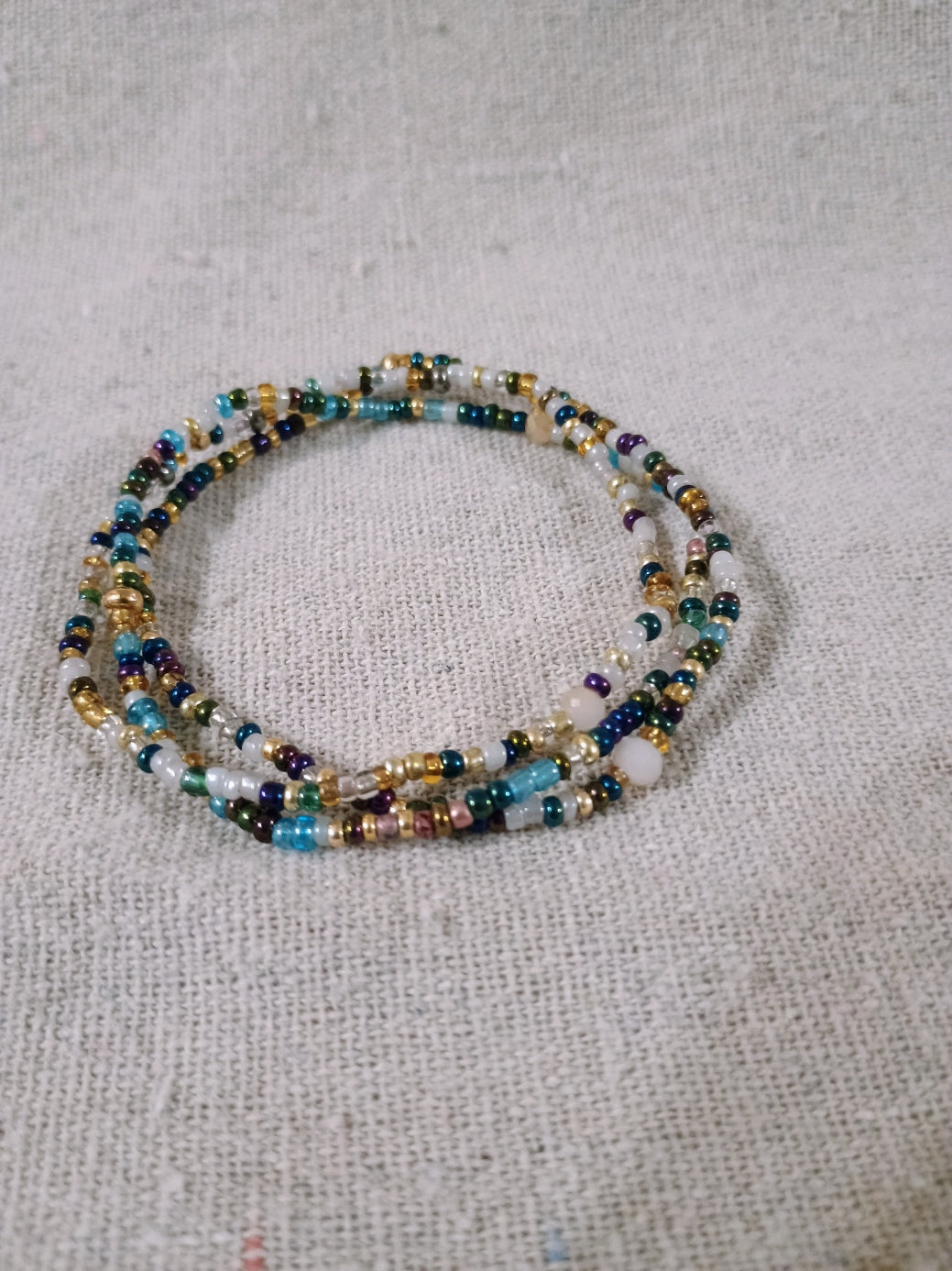 Blue Boho Seed Bead Bracelet Stack – Set of 3 Stretchy Bracelets