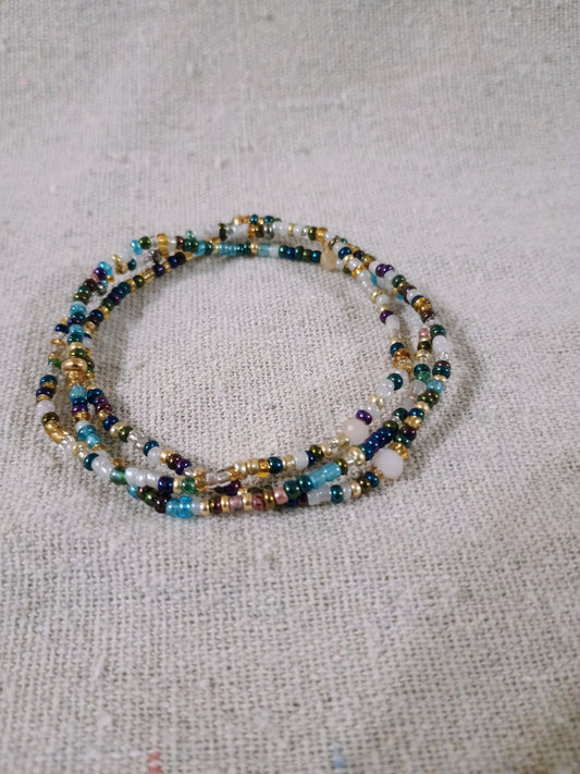 Blue Boho Seed Bead Bracelet Stack – Set of 3 Stretchy Bracelets