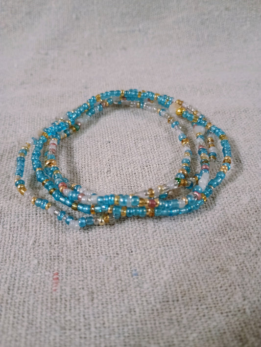 Blue Boho Seed Bead Bracelet Stack – Set of 3 Stretchy Bracelets
