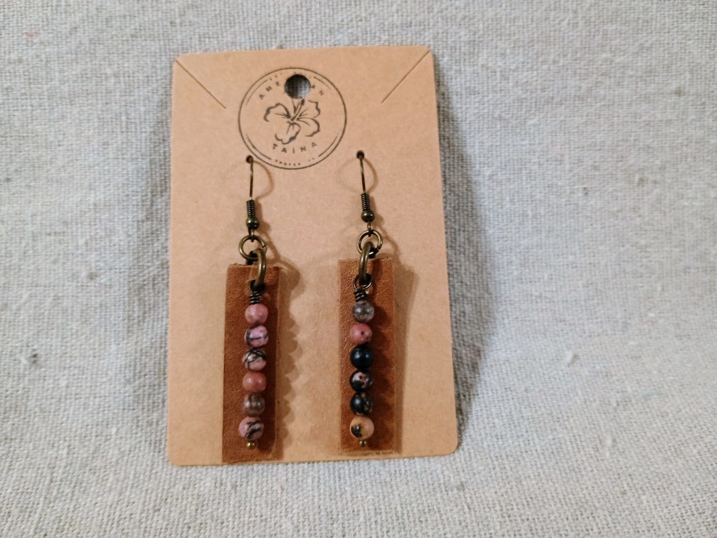 Leather & Agate Bead Earrings