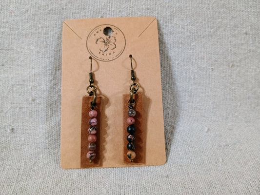 Leather & Agate Bead Earrings