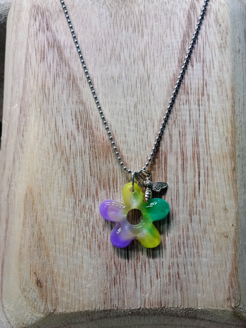 Resin Flower Charm Necklace
