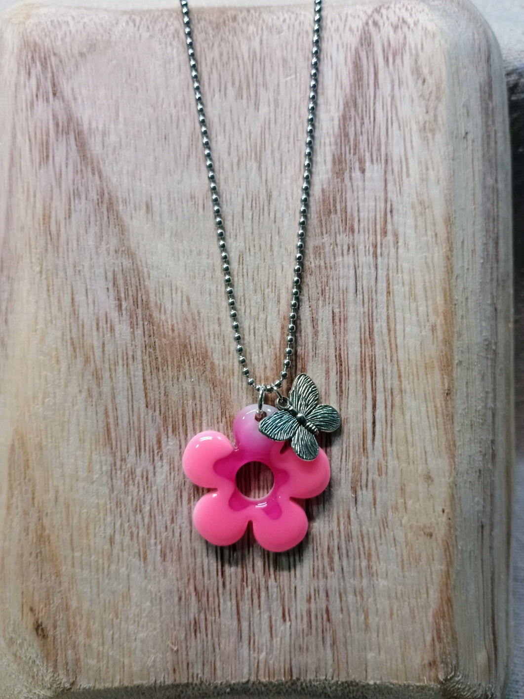 Resin Flower Charm Necklace