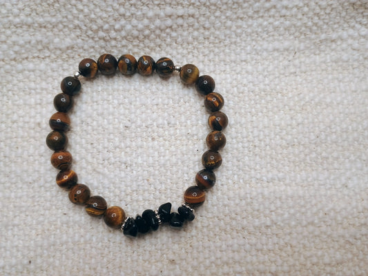 Tiger Eye & Black Onyx Men's Bracelet