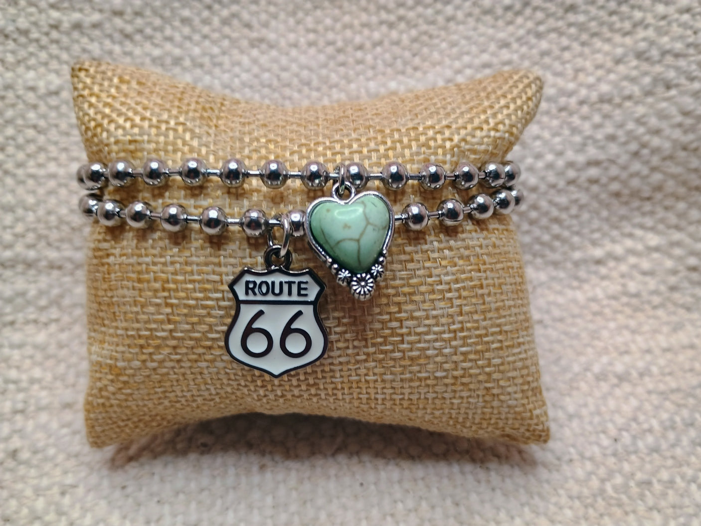 Route 66 Heart Charm Bracelet