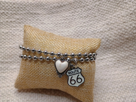 Route 66 Heart Charm Bracelet