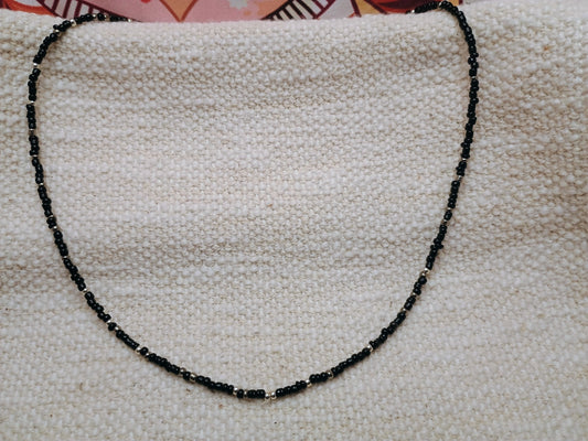 Black & Silver Seed Bead Necklace