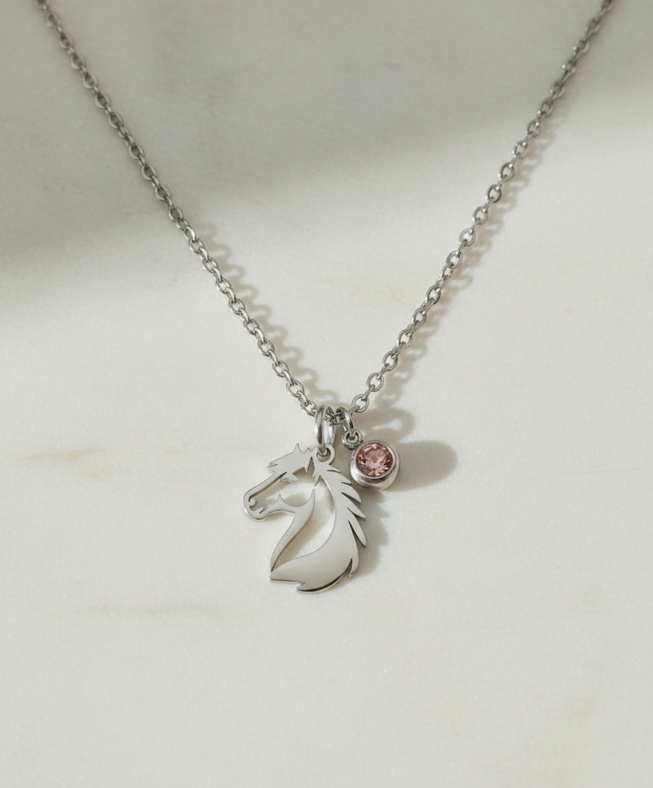 Stainless Steel Horse Charm Necklace