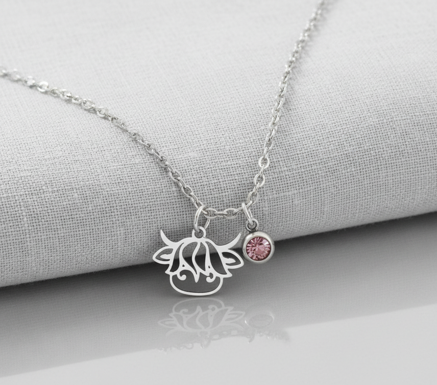 Baby Highland Cow Charm Necklace
