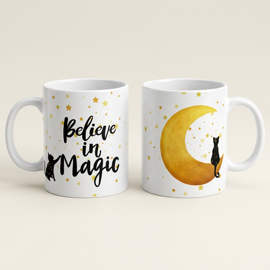 Believe in Magic mug mockup showing both sides