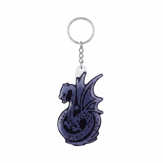 Black/Purple Dragon Keychain Mockup