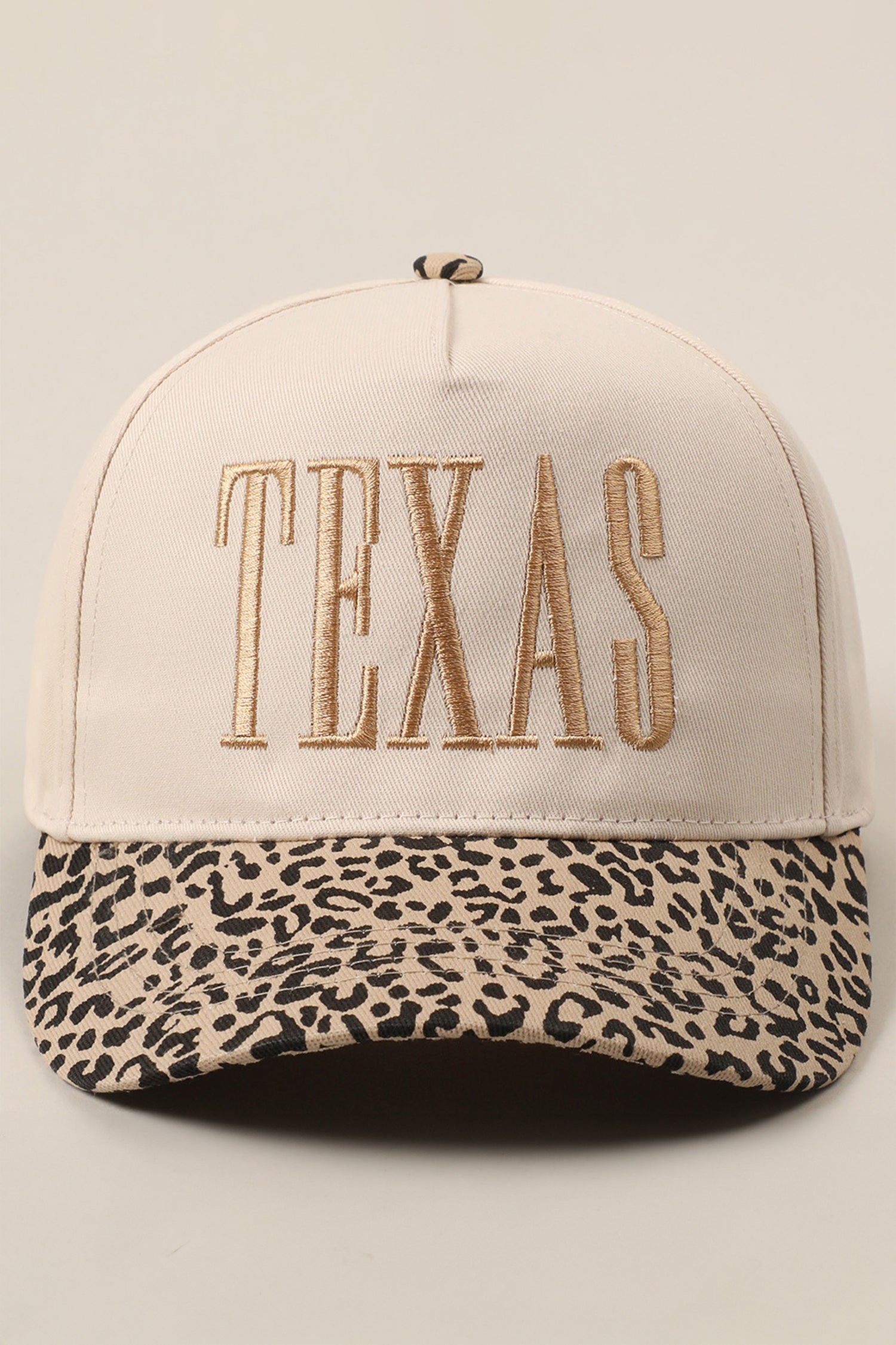 Camel TEXAS Embroidered Leopard Contrast Baseball Cap