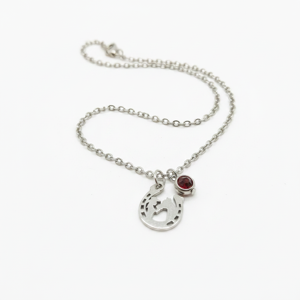 Horseshoe & Horse Charm Necklace Product Shot