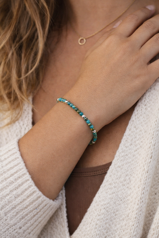 Turquoise & Hematite Crystal Beaded Bracelet