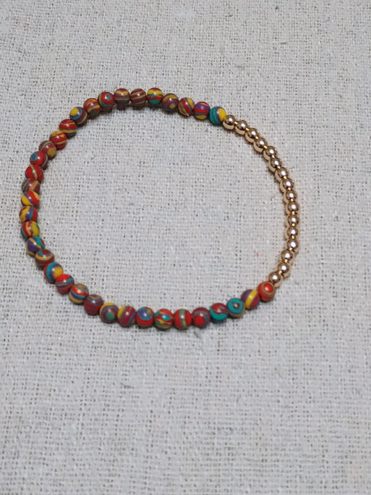 Malachite & Gold Hematite Stretch Bracelet