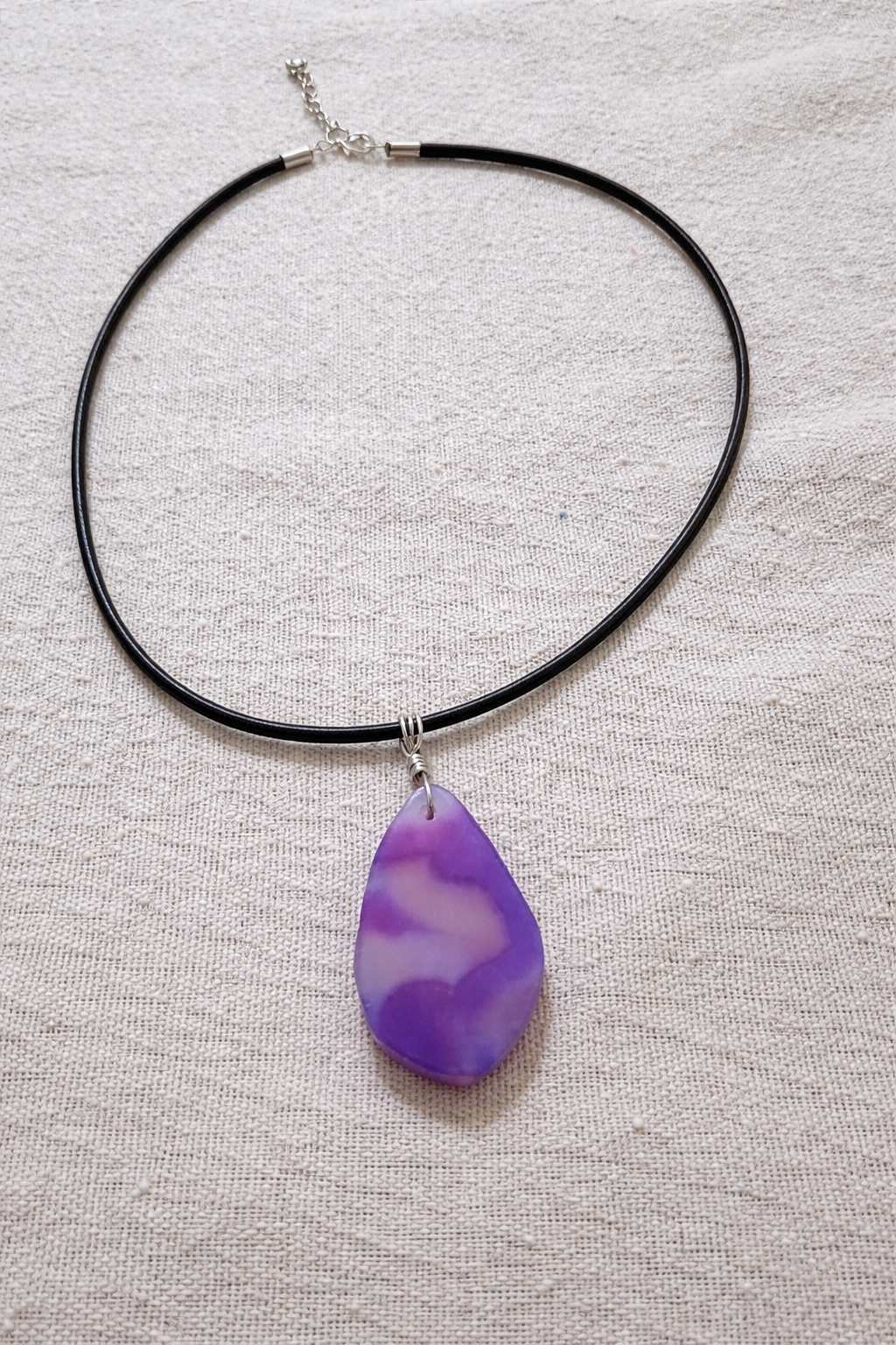 Purple Agate Teardrop Pendant Necklace - Spring Break Beach Jewelry