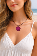 Purple Shell Flower Necklace - Spring Break Beach Jewelry
