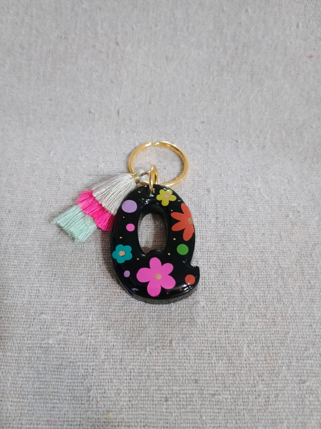Retro Initial Keychain