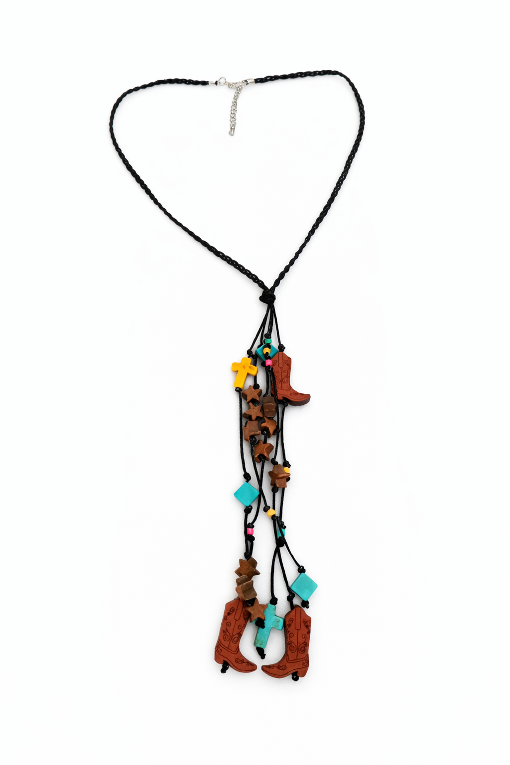 Western Cowboy Boots Charm Necklace with Dangle Charms