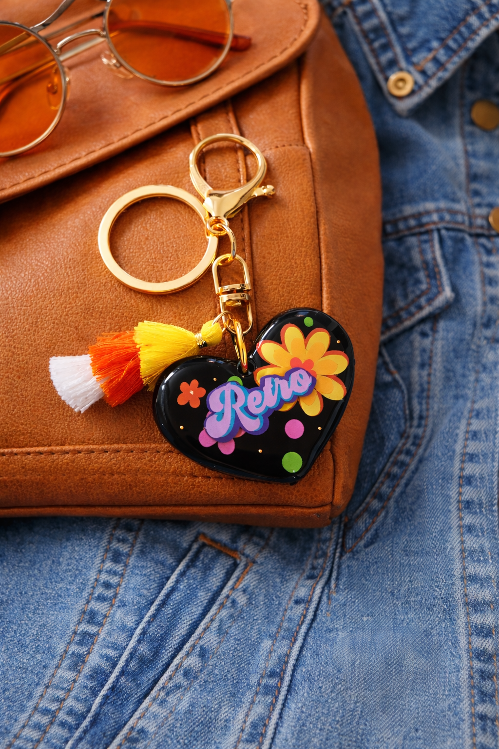 Retro Heart Keychain