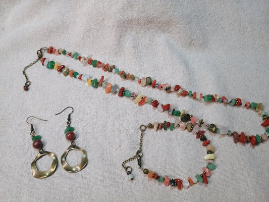 Multicolor Gemstone Chip Jewelry Set
