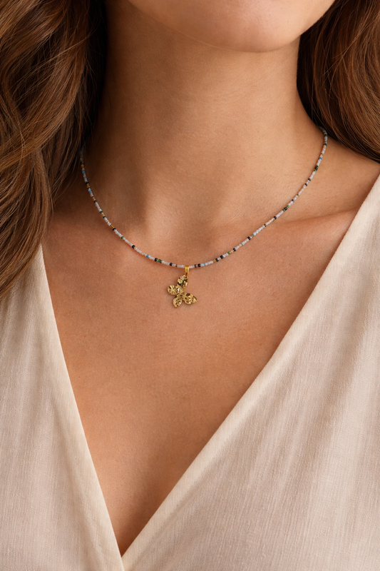 Golden Butterfly Necklace - Handmade Beaded Necklace